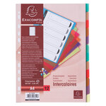Intercalaire a4 polypropylène coloré translucide exacompta 12 onglets neutres réinscriptibles multicolores - 1 jeu