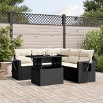 vidaXL Salon de jardin 6 Pièces avec coussins noir résine tressée