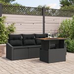 vidaXL Ensemble de salle à manger de jardin en 5 pièces avec coussins en poly rotin et acacia noir