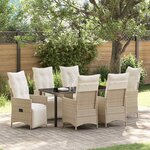 vidaXL Ensemble de salle à manger pour jardin 7 Pièces Beige Poly rotin