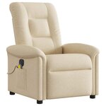vidaXL Fauteuil inclinable de massage électrique crème tissu