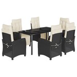 vidaXL Ensemble à manger de jardin coussins 7Pièces Noir Résine tressée