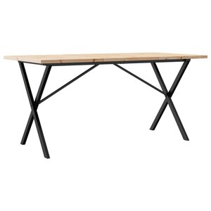 vidaXL Table à manger cadre en X 160x80x75 5 cm bois pin massif acier