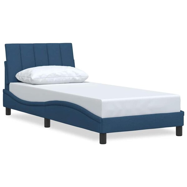 vidaXL Cadre de lit sans matelas bleu 90x200 cm tissu