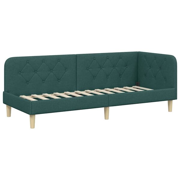 vidaXL Cadre de lit d'angle Vert foncé 80 x 200 cm tissu