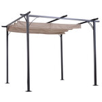 Pergola rétractable 3L x 3l x 2 30H m structure métal époxy anticorrosion noire + toile polyester haute densité 180 g/m² incluse beige