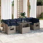 vidaXL Salon de jardin avec coussins 8 Pièces gris résine tressée acacia