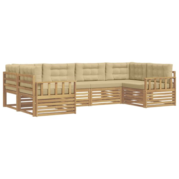 vidaXL Ensemble de canapés d'extérieur 6 pc Blanc et Beige