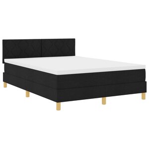 vidaXL Lit à sommier avec matelas noir 140x200 cm tissu