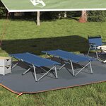 vidaXL Lit de camping pliant 2 Pièces Bleu 62 x 194 x 42 cm Tissu Oxford