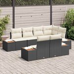 vidaXL Ensemble de canapé de jardin 7 Pièces Noir et crème Poly rotin