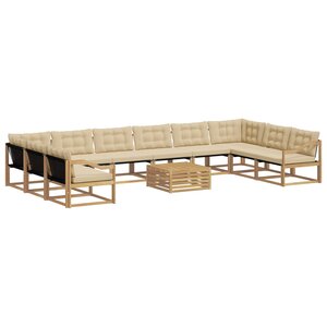 vidaXL Ensemble de canapés d'extérieur 11 Pièces Blanc et Beige