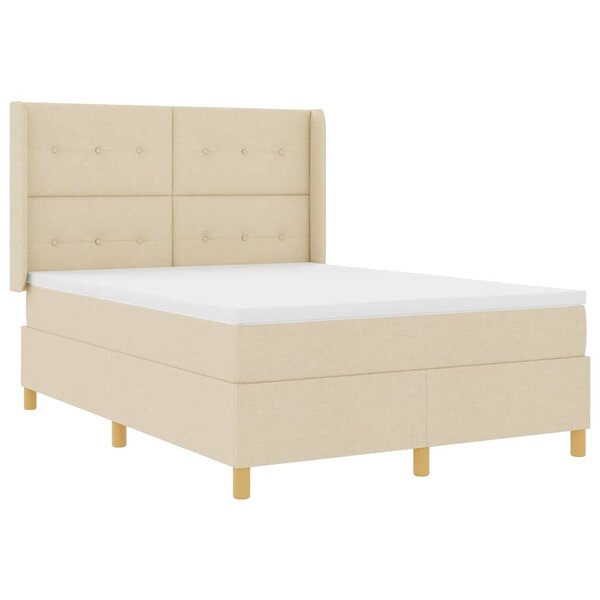 vidaXL Lit à ressorts avec matelas Crème 140 x 190 cm tissu