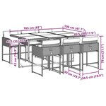 vidaXL Ensemble à manger de jardin et coussins 7 Pièces gris rotin
