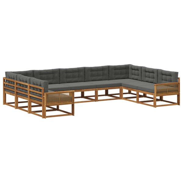 vidaXL Ensemble de canapés d'extérieur 9 pc Naturel et Anthracite