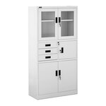 Meuble de classement 90 x 40 x 180 cm 3 tiroirs coffre-fort gris clair