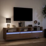 vidaXL Meuble TV mural avec LED chêne marron 180x31x45 cm