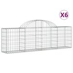 vidaXL Paniers à gabions arqués 6 Pièces 200x30x60/80 cm Fer galvanisé