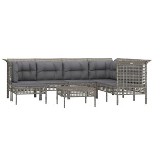 Salon de jardin meuble d'extérieur ensemble de mobilier 8 pièces avec coussins gris résine tressée 02_0017628