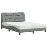 vidaXL Lit avec matelas Hvar gris clair 140x190 cm tissu