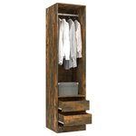 vidaXL Armoire avec tiroirs Chêne fumé 50x50x200 cm Bois d'ingénierie