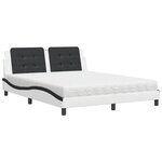 vidaXL Lit avec matelas Zadar blanc et noir 160x200 cm similicuir