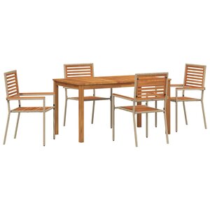 vidaXL Ensemble de salle à manger pour jardin 5 Pièces Beige Poly rotin