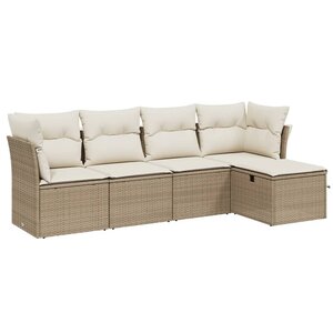 vidaXL Salon de jardin avec coussins 5 Pièces beige résine tressée