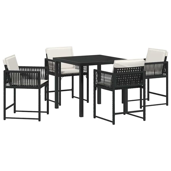 vidaXL Ensemble de salle à manger pour jardin 5 Pièces Noir polyrotin