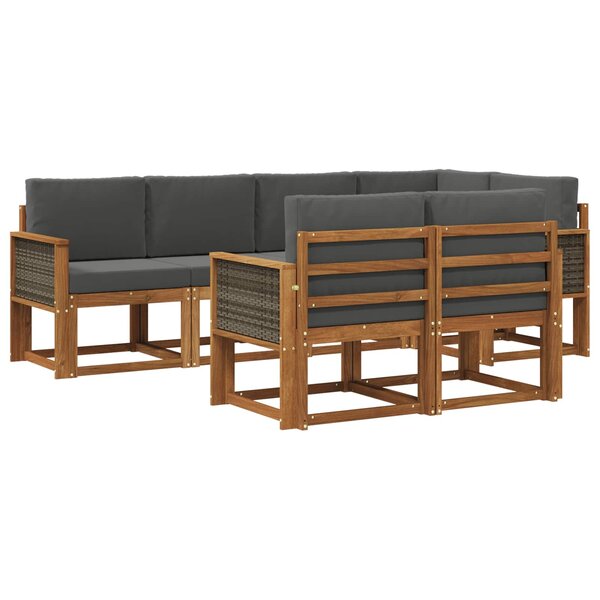 vidaXL Ensemble de canapés d'extérieur 7 Pièces Naturel et Anthracite