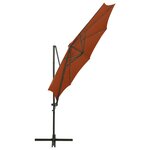 vidaXL Parasol déporté avec mât et lumières LED Terre cuite 300 cm