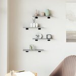 vidaXL Étagères murales 4 Pièces sonoma gris 40x10x1 5 cm bois ingénierie