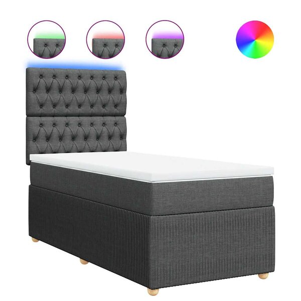 vidaXL Sommier à lattes de lit avec matelas Gris foncé 100x200cm Tissu