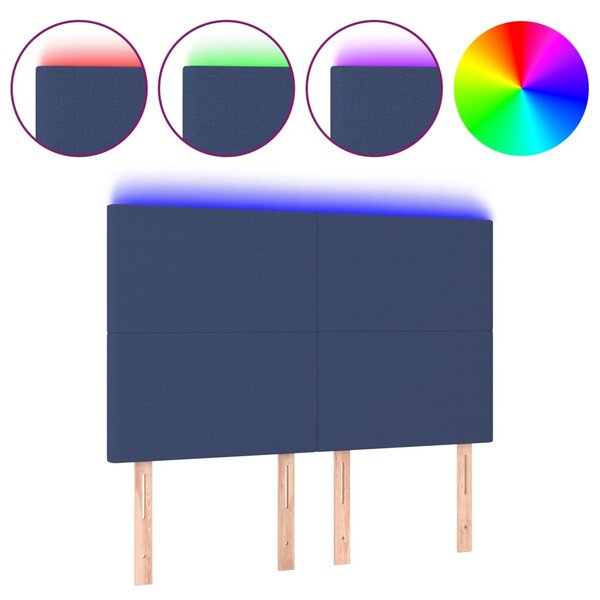 vidaXL Tête de lit à LED Bleu 144x5x118/128 cm Tissu