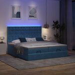 vidaXL Cadre de lit ottoman avec matelas bleu foncé 200x200 cm velours