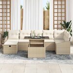 vidaXL Ensemble de canapé de jardin 8 Pièces Beige polyrotin