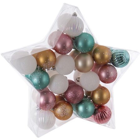 Féerie Christmas Kit de décoration pour Sapin de Noël Rose Blanc et Bleu 40 pièces (lot de 3)