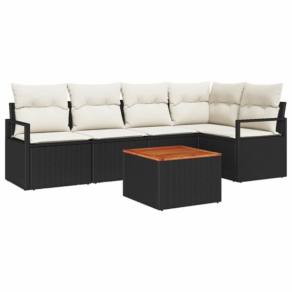 vidaXL Ensemble de canapé de jardin 6 Pièces Noir  blanc