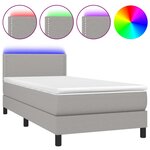 vidaXL Sommier à lattes de lit matelas LED Gris clair 100x200 cm Tissu