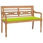 vidaXL Banc Batavia avec coussin vert vif 120 cm Bois de teck massif