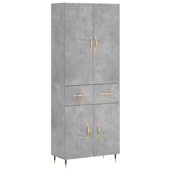 vidaXL Buffet haut Gris béton 69 5x34x180 cm Bois d'ingénierie