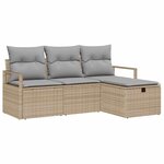 vidaXL Ensemble de canapé de jardin 4 Pièces Beige Poly rotin