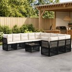 vidaXL Ensemble de canapé de jardin 12 pc Noir polyrotin