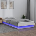 vidaXL Cadre de lit à LED sans matelas blanc 90x200 cm bois massif