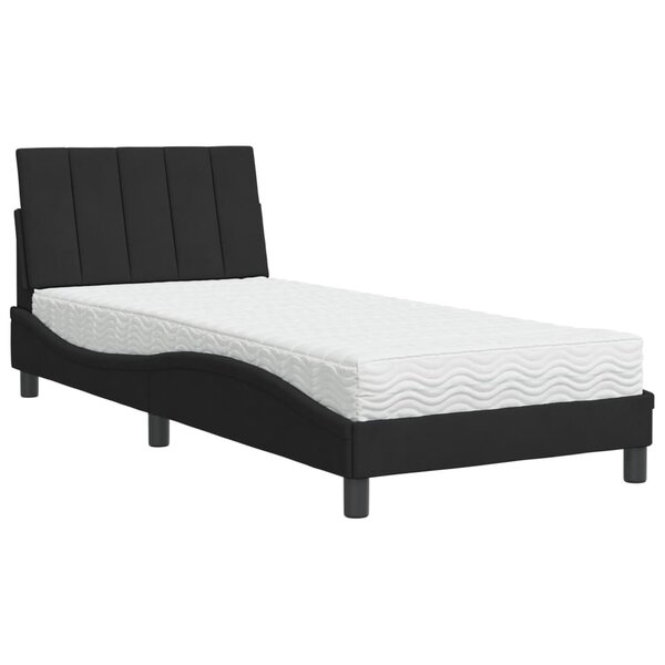 vidaXL Lit avec matelas noir 90x200 cm velours