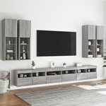 vidaXL Ensemble de meubles TV muraux 7 Pièces et lumières LED sonoma gris