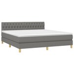 vidaXL Sommier à lattes de lit avec matelas Gris foncé 180x200cm Tissu