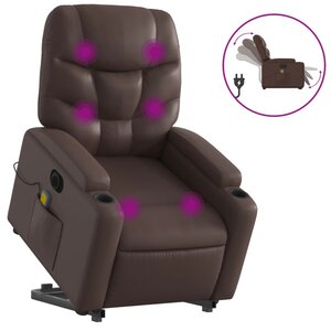 vidaXL Fauteuil inclinable de massage électrique marron similicuir