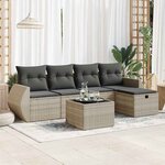 vidaXL Salon de jardin 6 Pièces avec coussins gris clair résine tressée