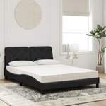 vidaXL Lit avec matelas noir 140x200 cm velours